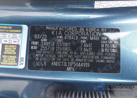 2023 Kia Niro Ev Wave z USA, uszkodzony, nr VIN KNDCT3L11P5044919